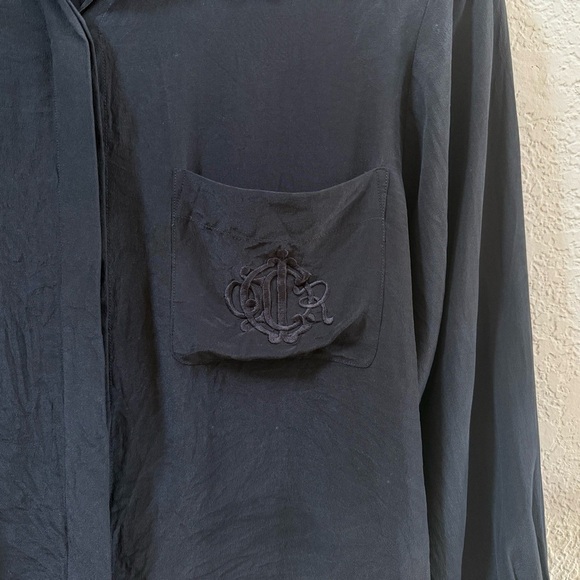 Christian Dior Top Blouse Black Chemise Sleepwear Casual Vintage Classic 12 - Picture 6 of 10